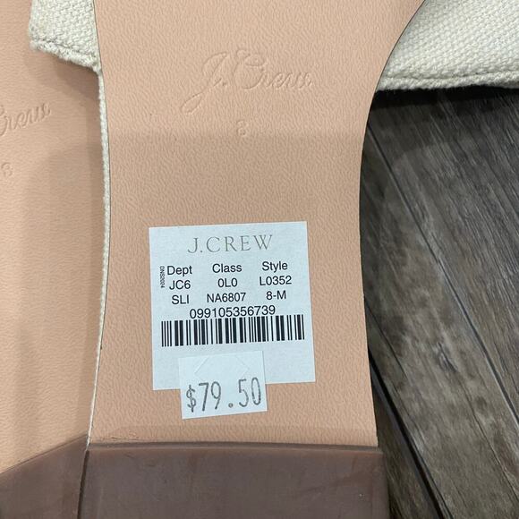 NWT J. Crew Cream & Black Floral Embroidered Slide Sandals Size 8 Summer Linen - Picture 7 of 7